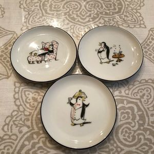 3 Pottery Barn Penguin Cocktail Plates